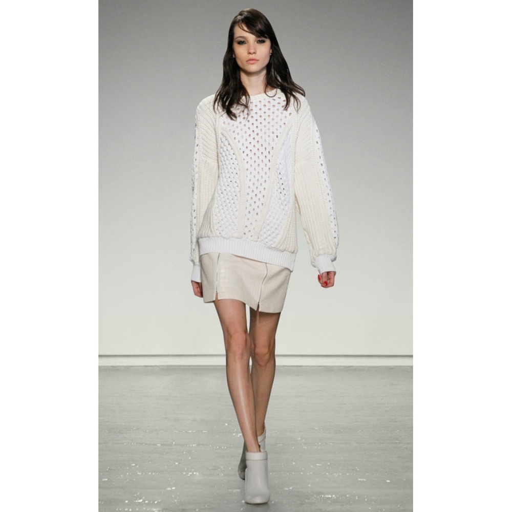 🍒BOGO🍒 Rebecca Taylor Chunky Mixed Knit Colorblock Sweater - Ivory & Cream